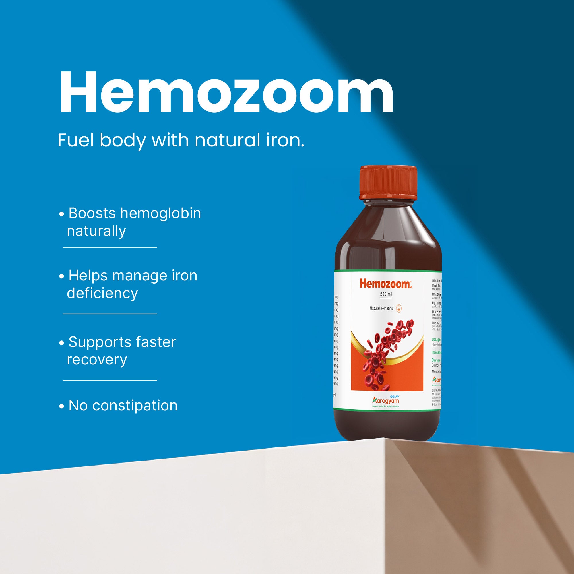 Hemozoom Ayurvedic syrup for iron deficiency, anaemia relief and haemoglobin support – SGVP Aarogyam