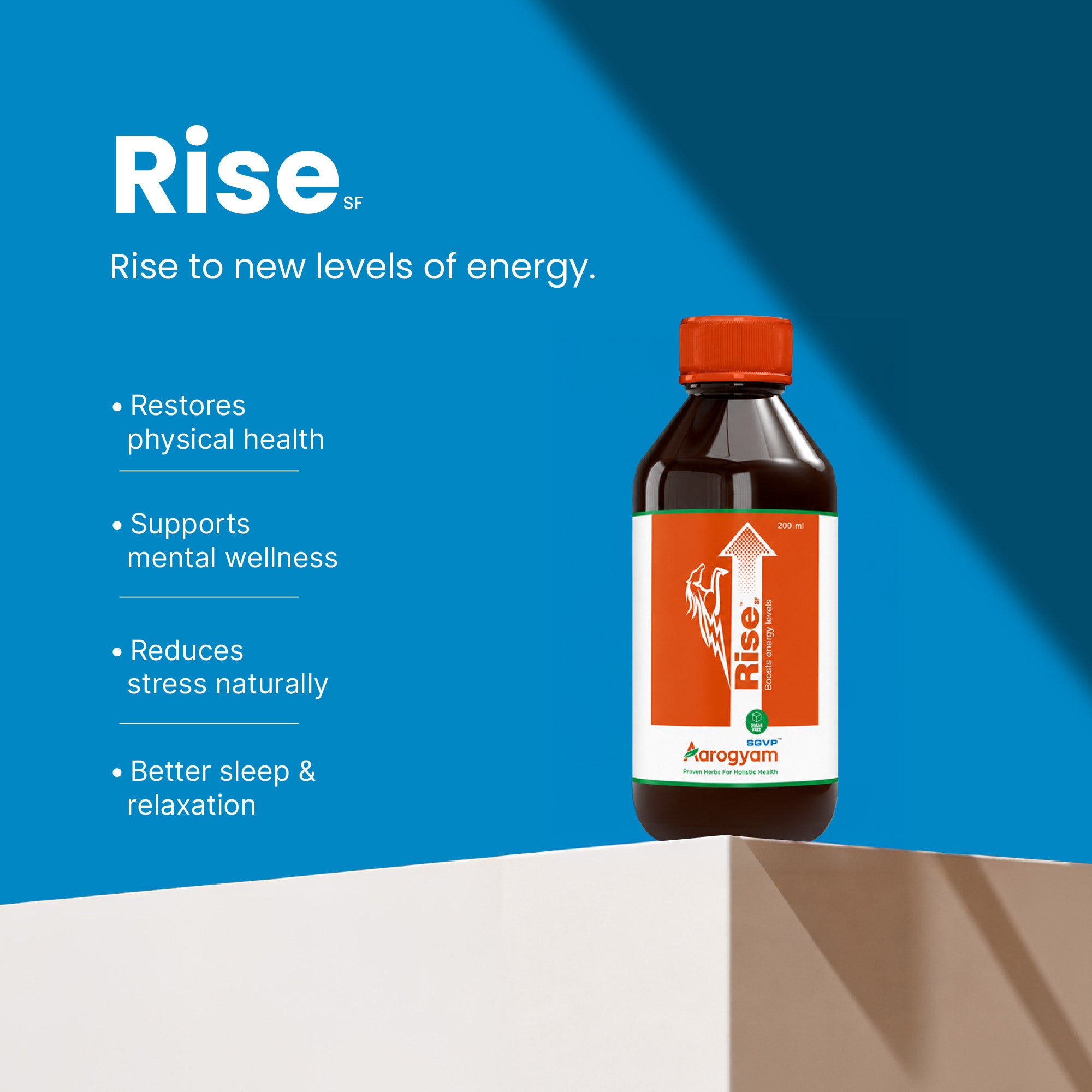 Rise Ayurvedic syrup for energy, stamina and stress relief with Ashwagandha – SGVP Aarogyam