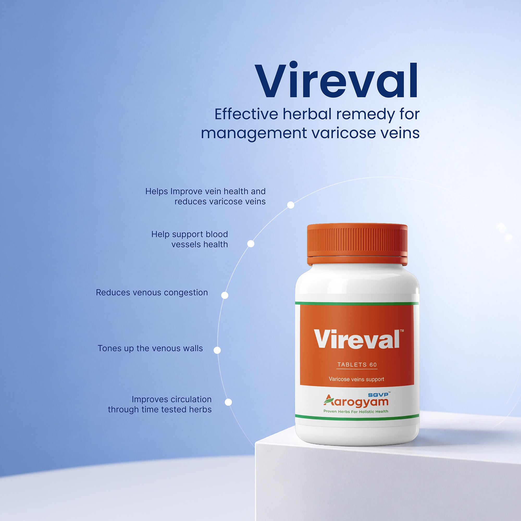 Vireval Ayurvedic tablet for varicose veins, spider veins and blood circulation – SGVP Aarogyam
